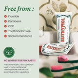 EUTHYMOL Pasta de dientes rosa original, sin flúor, 3.7 fl oz*5 (pa...