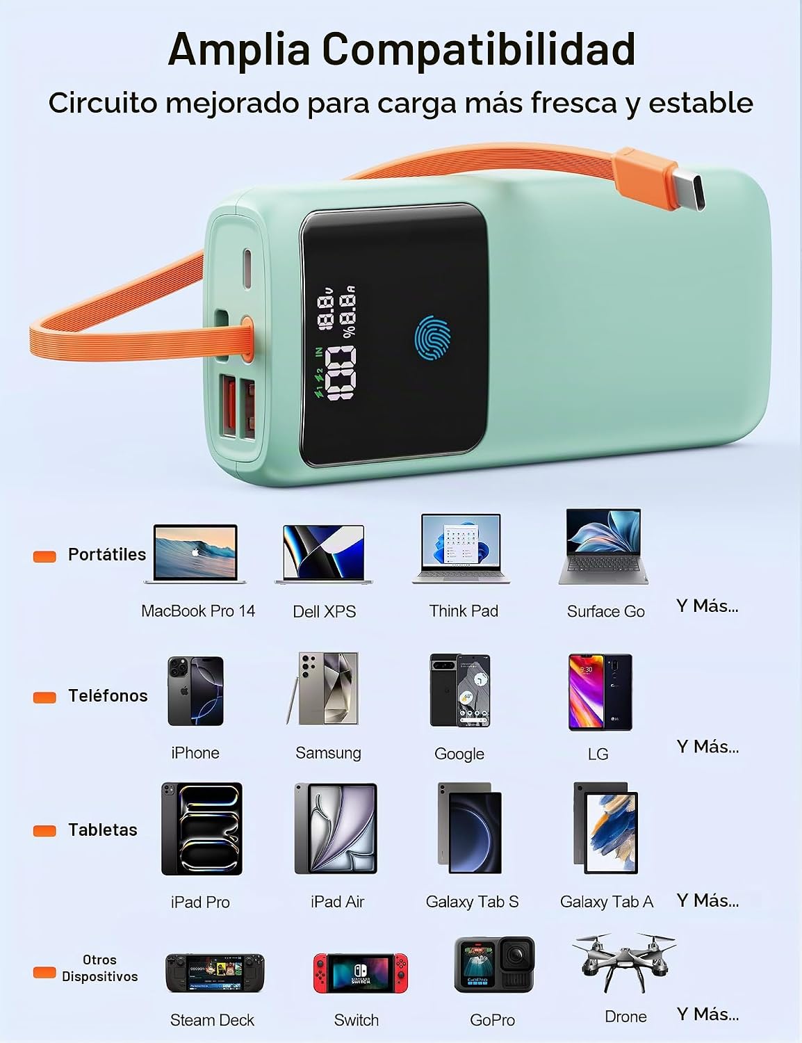 Banco de energía para portátil, 24000 mAh, 65 W, cargador portátil...