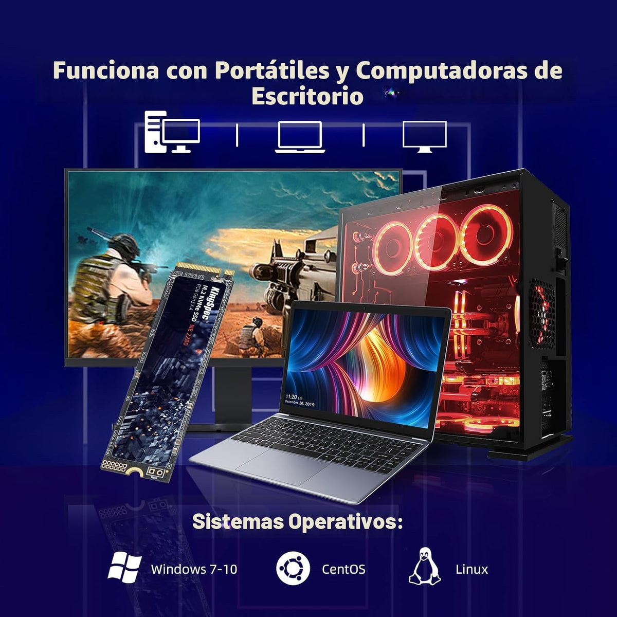 KingSpec SSD 256GB, M.2 NVMe Gen3x4 SSD 2280 - Hasta 2400 MB\/s, un...