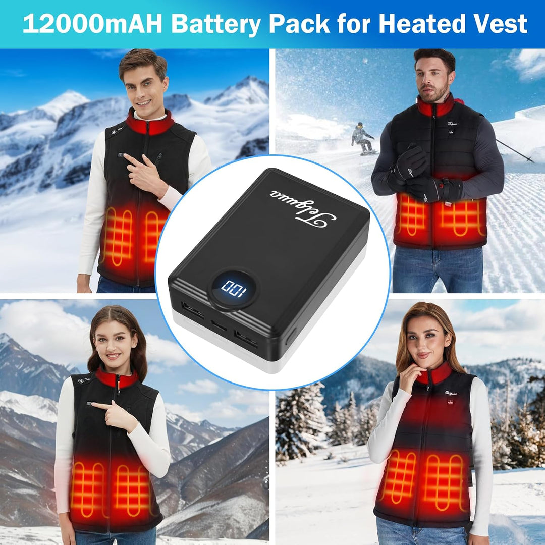 Telguua Paquete de batería de chaleco térmico de 12000 mAh, batería...