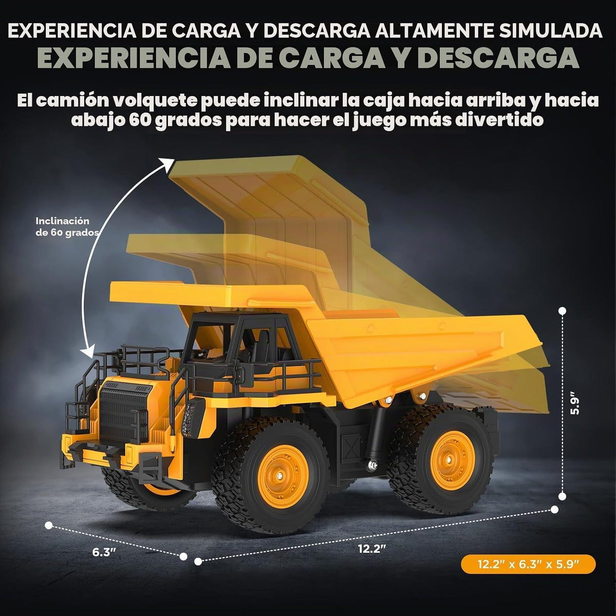 12.2" Remote Control Dump Truck Toy para Kids, RC Construction Vehicle Toy