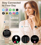 Iaret - Reloj inteligente para mujer, contestar/hacer llamadas, monitor de actividad física de 1.27 pulgadas con monitor de frecuencia cardíaca, sueño, SpO2, reloj inteligente para iPhone Android, más de 110 modos deportivos, elegante reloj para mujer
