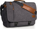 ESTARER Bolso Bandolera para Hombres 17-17.3 Pulgadas, Bolso para Laptop Resistente al Agua, de Lona, Bolso para Computadora al Hombro, Maletín para Trabajo, Universidad, Viaje, Gris