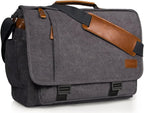 ESTARER Bolso Bandolera para Hombres 17-17.3 Pulgadas, Bolso para Laptop Resistente al Agua, de Lona, Bolso para Computadora al Hombro, Maletín para Trabajo, Universidad, Viaje, Gris