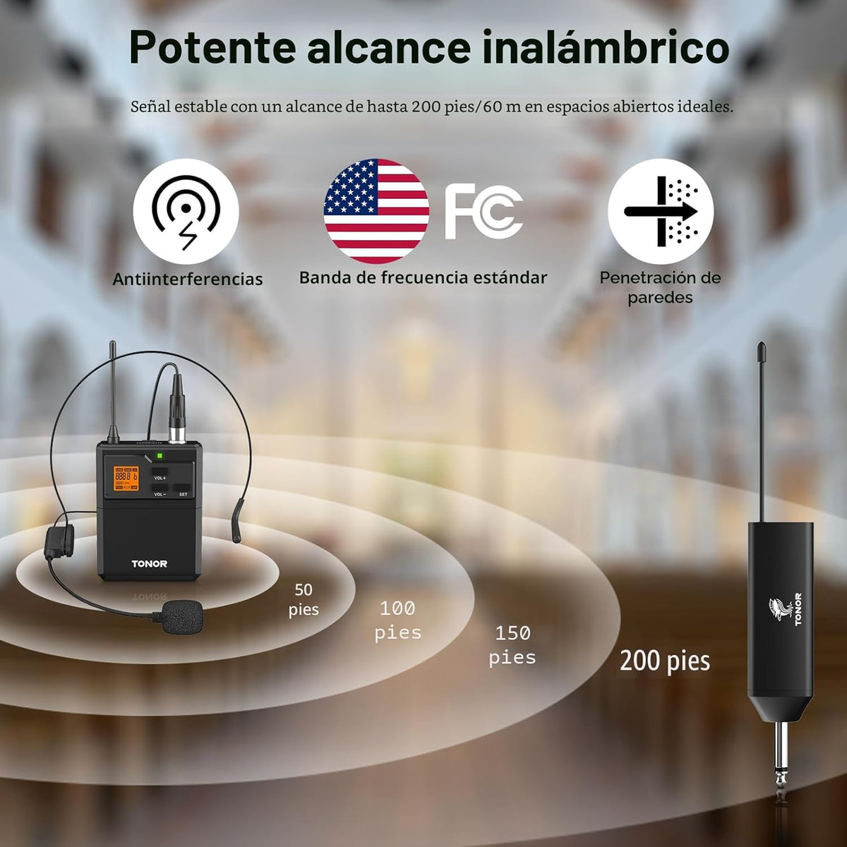 TONOR Sistema de micrófono inalámbrico UHF con micrófono