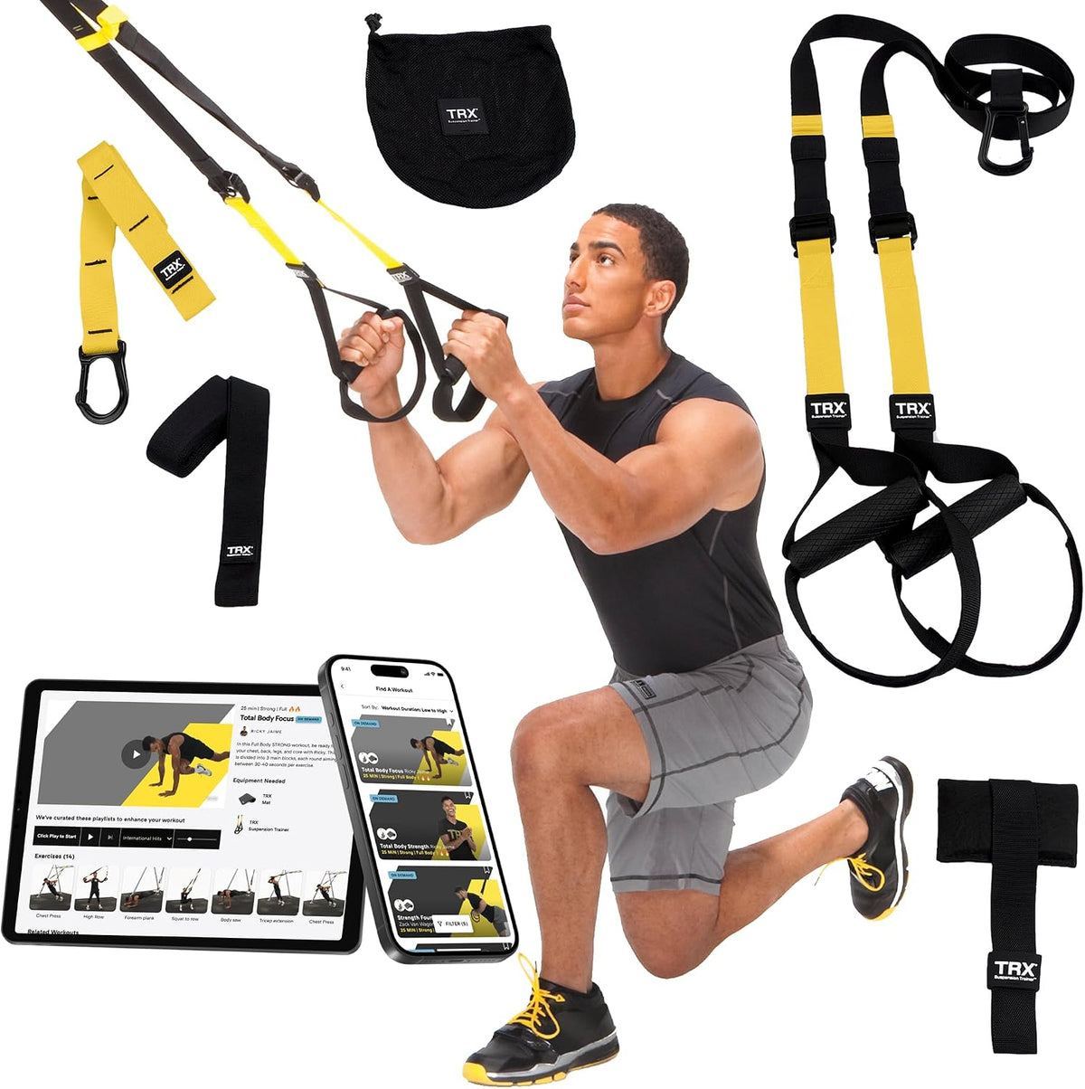 TRX Training - Pro 3 kit de entrenamiento de suspensión, componentes de grado comercial con tres tipos de soluciones de anclaje