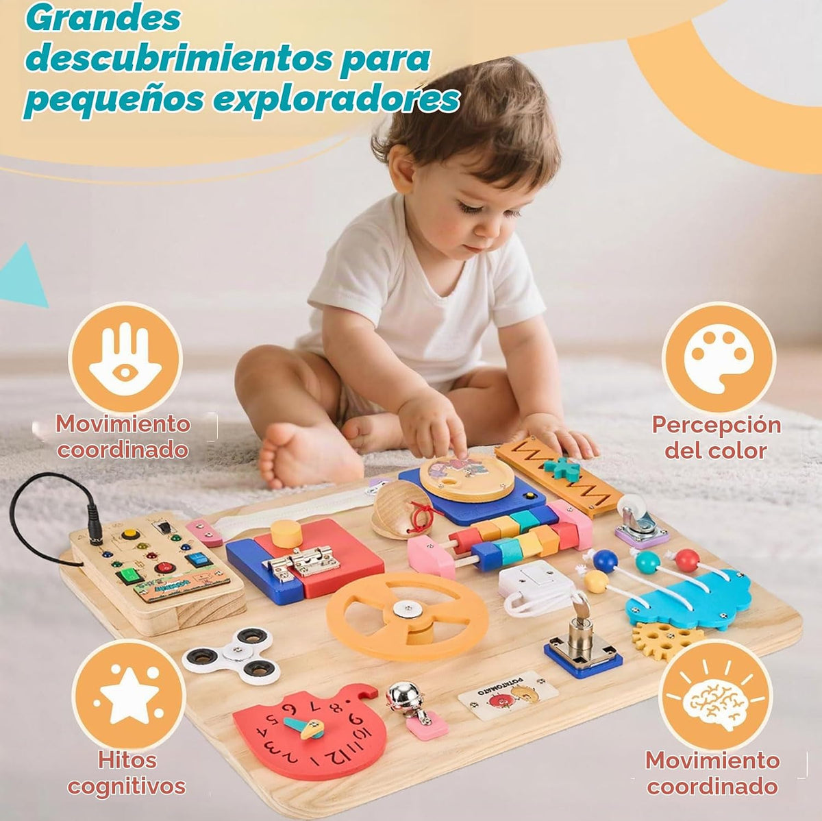 Tablero grande de actividades de 20 x 16 pulgadas, juguete sensorial de