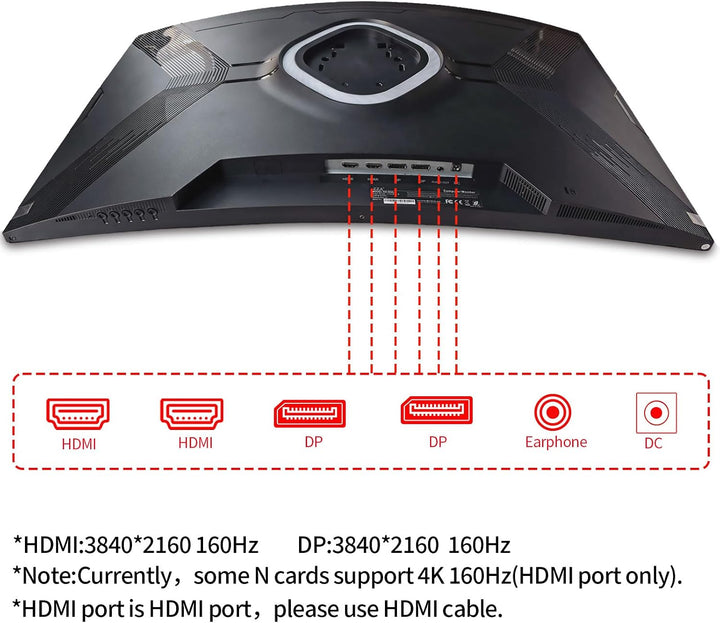 ZZA Monitor curvo para juegos 4K de 32 pulgadas 165Hz, altavoces in...