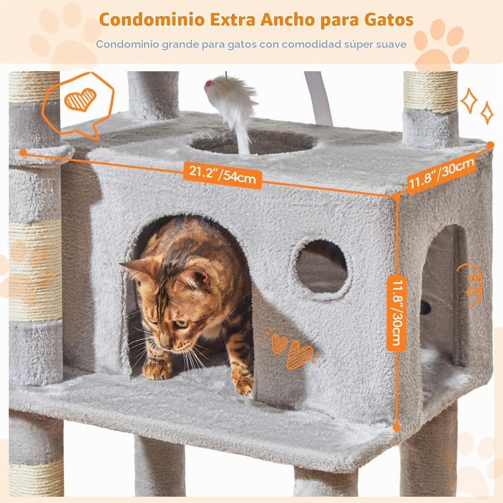 Taoqimiao Gran Árbol para Gatos, 73 in de Altura Torre para Gatos con 2 Dens Felinos Acolchados