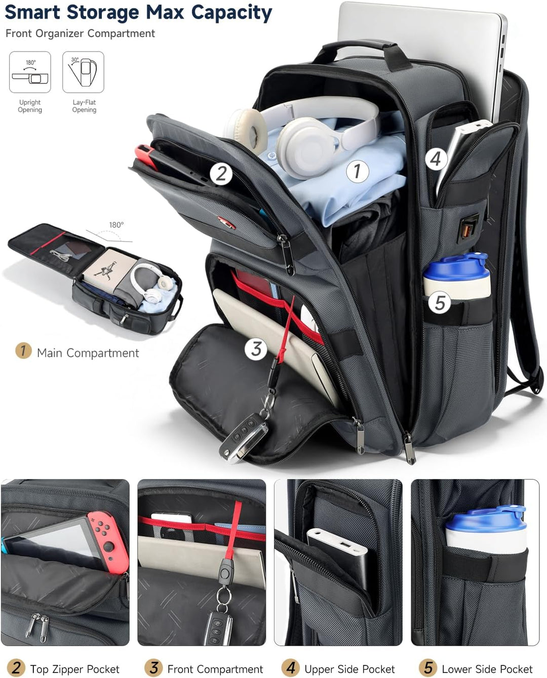 RoyalAnt Mochila de trabajo para hombres, mochila para laptop de 17...