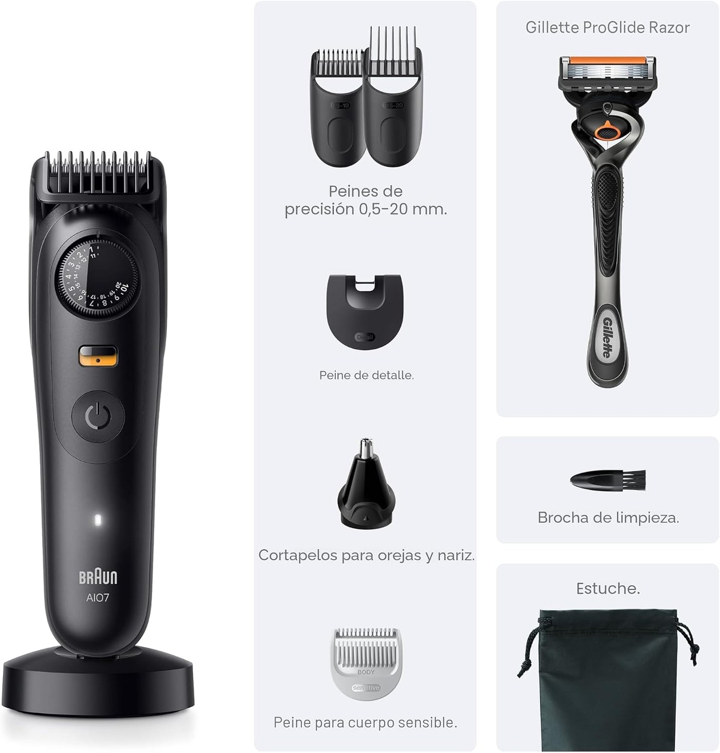 Braun Cortadora eléctrica de barba todo en uno serie 7 para hombre,...