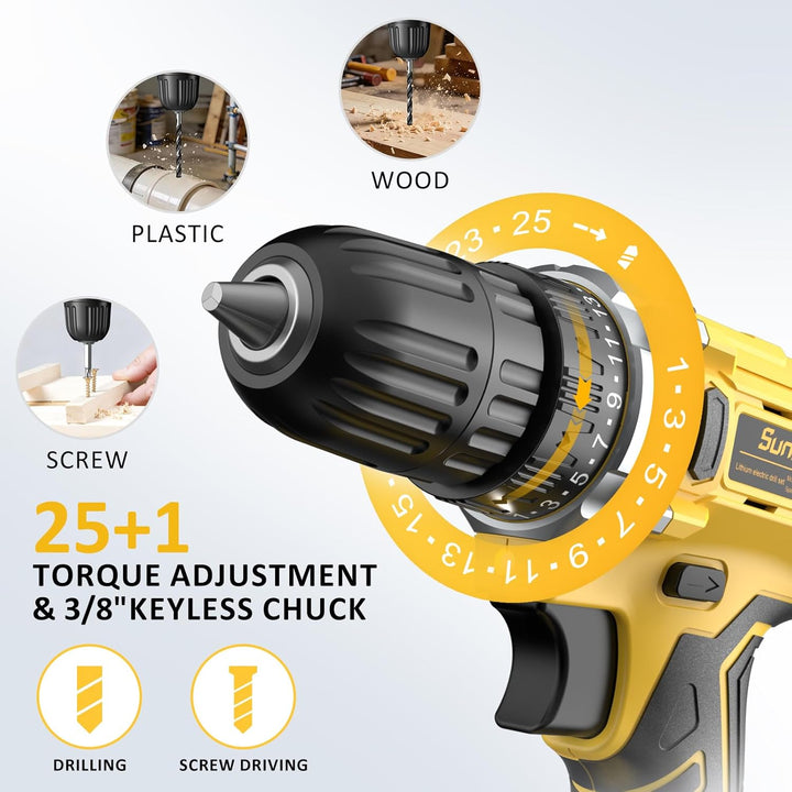 Sundpey Kit de herramientas con taladro de 21 V \u2013 170 piezas p...