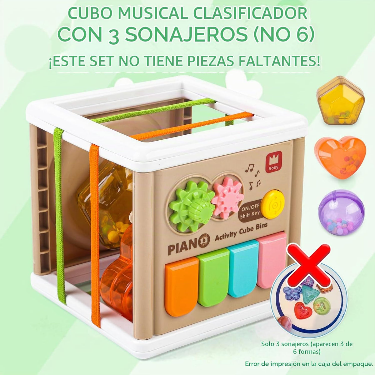 Juguetes musicales 8 en 1 para bebés de 6 a 12 meses, juguetes sensoriales Montessori para bebés de 0-6-12-18 meses, clasificación de dentición infantil