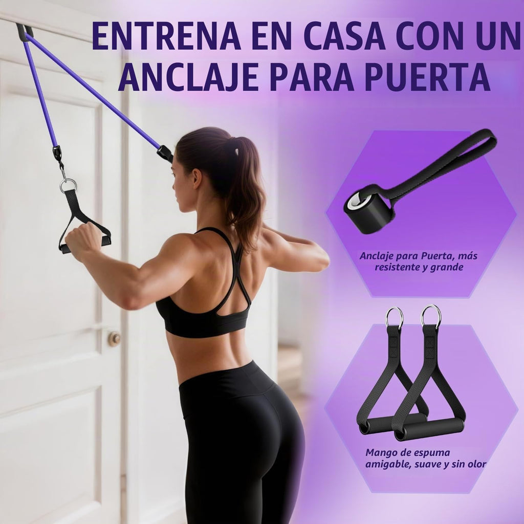 WHATAFIT Bandas de resistencia, bandas de ejercicio, bandas de resistencia para entrenamiento, bandas de entrenamiento con asas para hombres y mujeres, entrenamiento de fuerza, equipo de gimnasio en