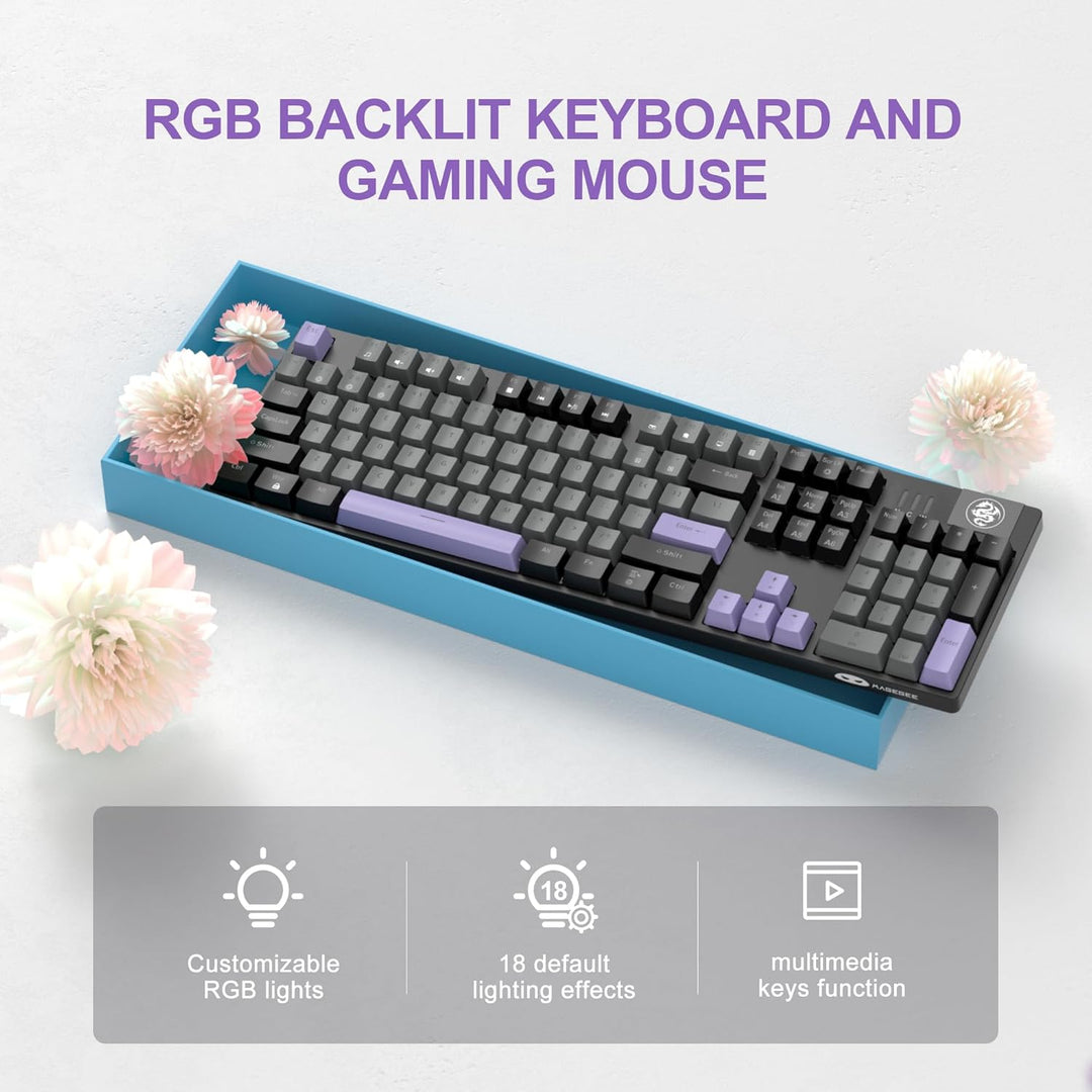Teclado para juegos MageGee USB Twilight Púrpura con cable