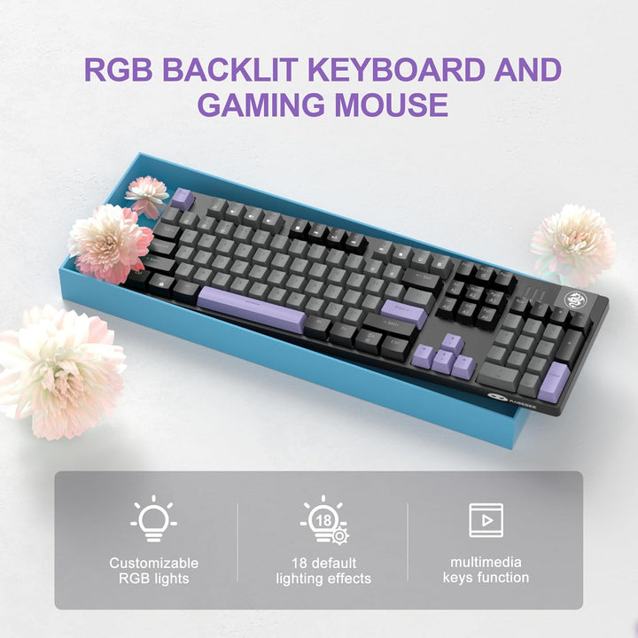 Teclado para juegos MageGee USB Twilight Púrpura con cable