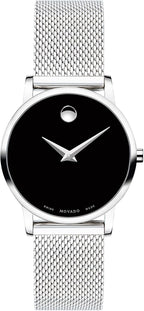 Reloj Movado Museum Classic para mujer - Movimiento de cuarzo suizo, brazalete de malla de acero inoxidable - Resistencia al agua 3 ATM - Reloj de moda de lujo para ella - 28 mm