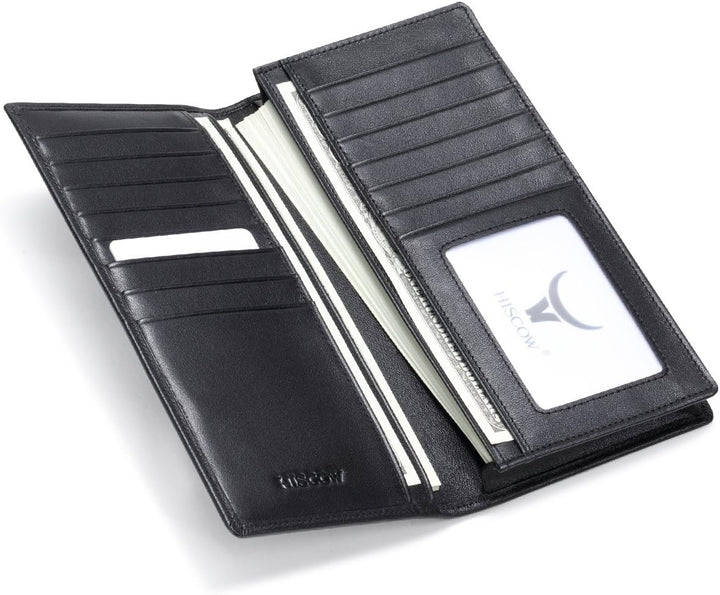 HISCOW Cartera larga plegable con 15 ranuras para tarjetas de crédi...