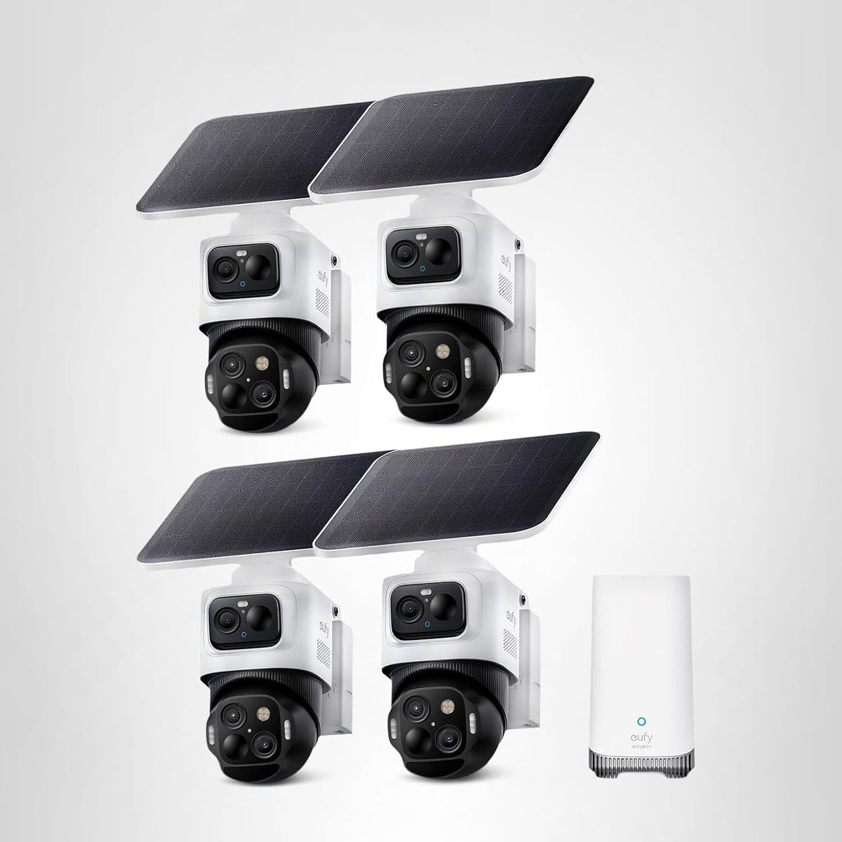 eufy Security eufyCam S4, kit de 4 cámaras, 4K solar, PTZ de 3 lentes