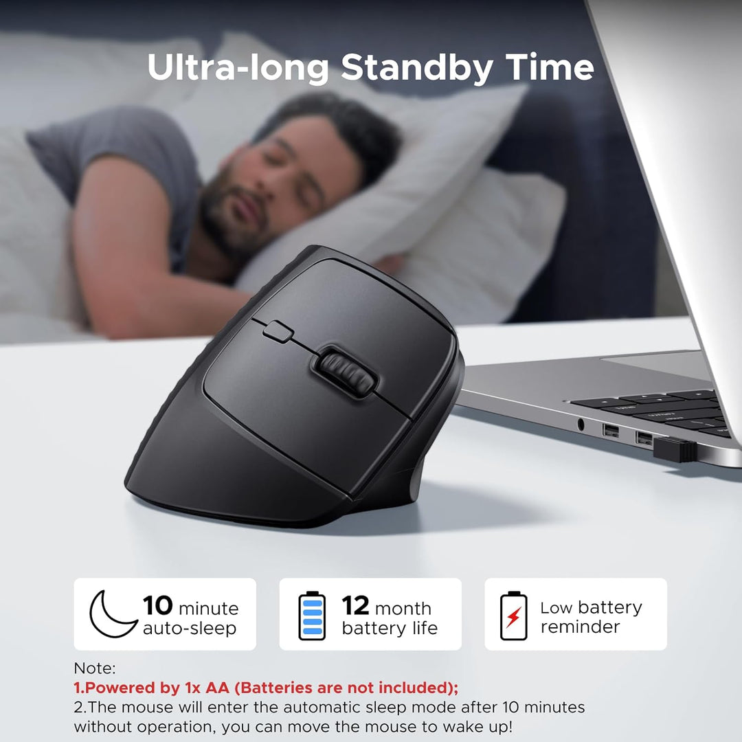 UGREEN Ratón vertical, mouse ergonómico inalámbrico Bluetooth, modo...