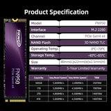Fikwot FN950 4TB NVMe SSD PCIe Gen4x4 M.2 2280, lectura de hasta 50...