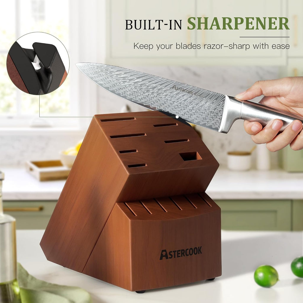 Astercook Juego de cuchillos de cocina de 15 piezas con afilador, alemán