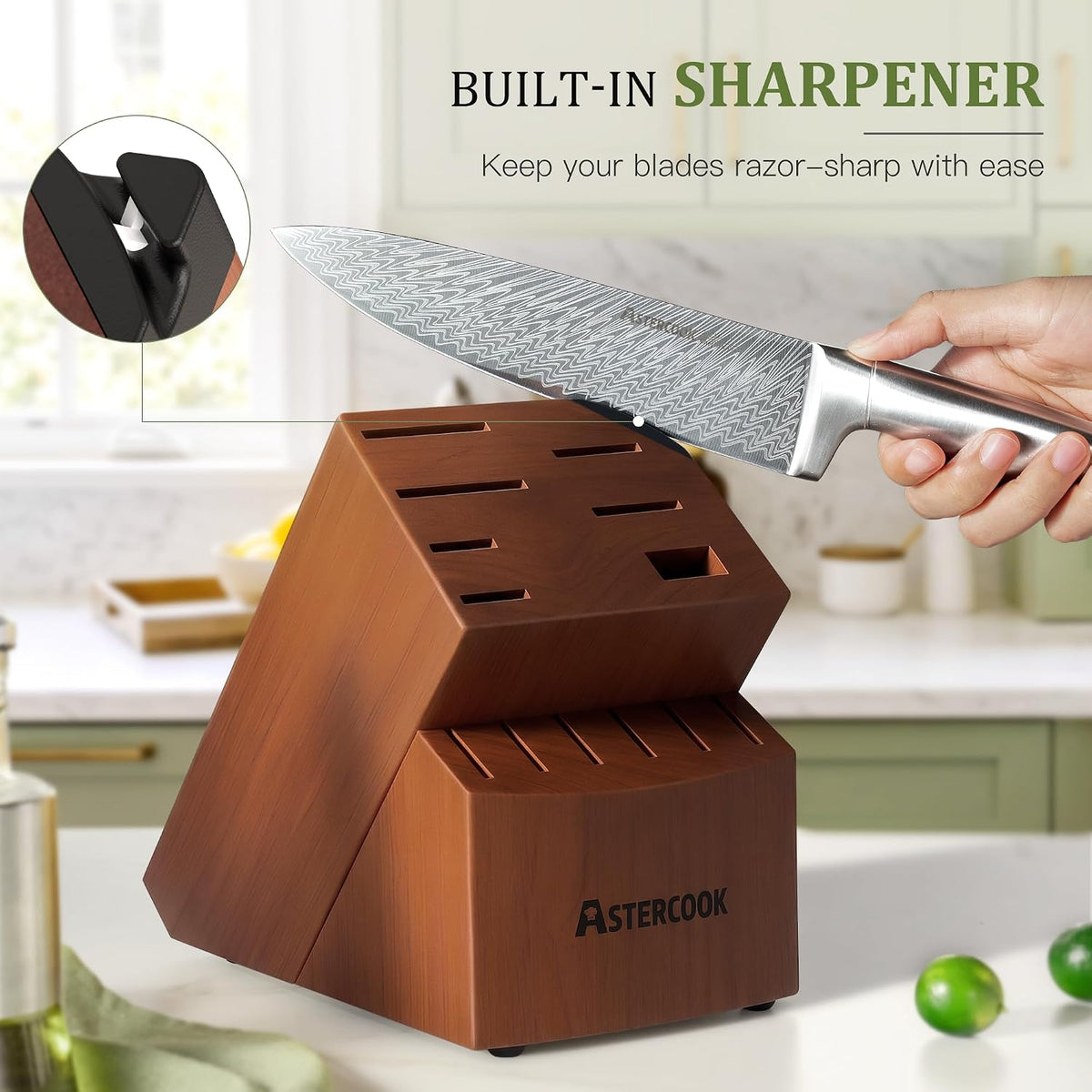Astercook Juego de cuchillos de cocina de 15 piezas con afilador, alemán