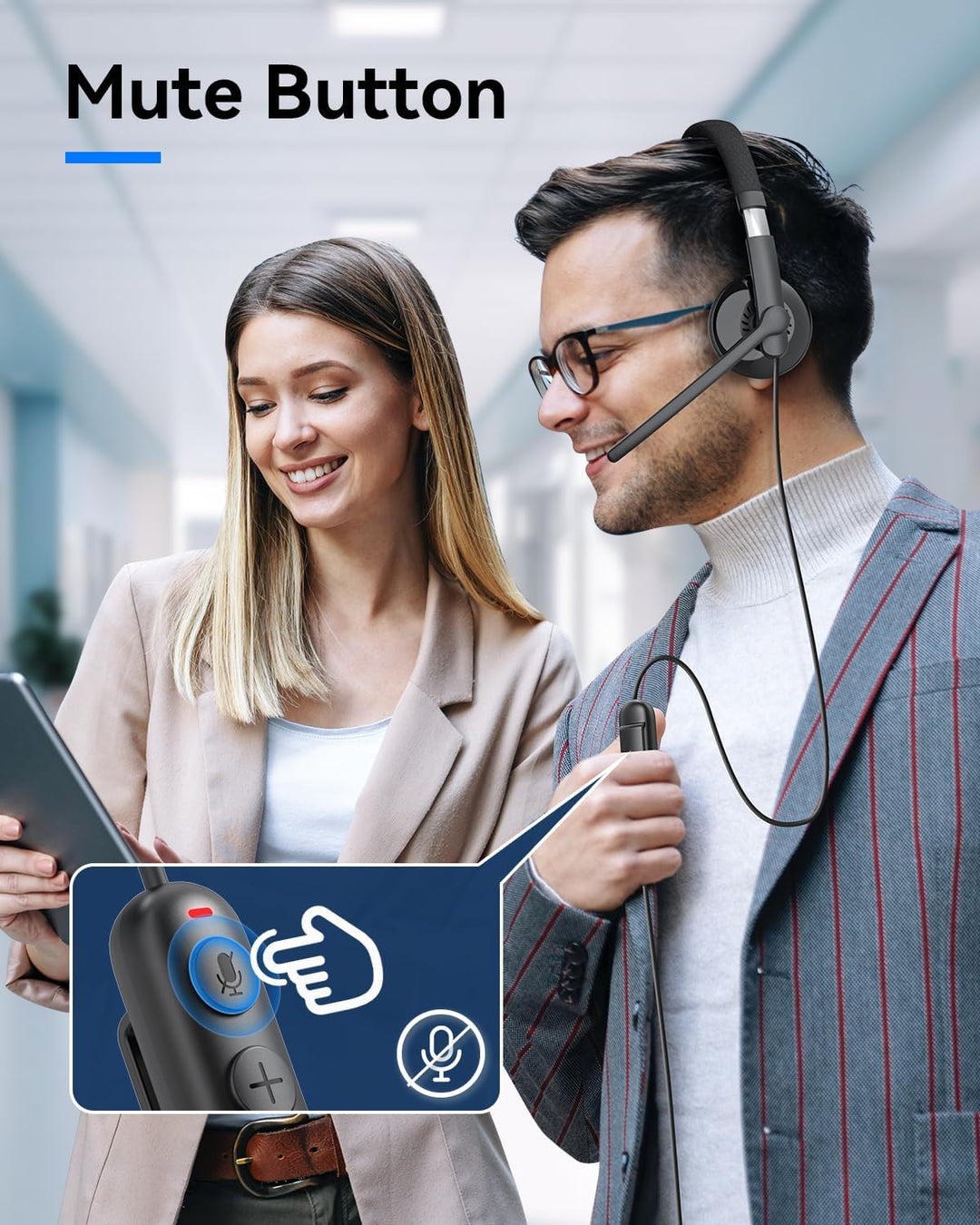 EMEET Auriculares con cable HS50 con micrófono auriculares