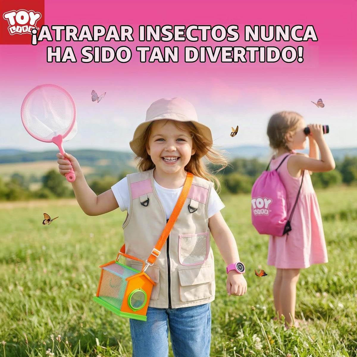 TOY Life Kit de explorador para niños con receptor de insectos para niños, kit de captura de insectos con juguetes de insectos, chaleco y sombrero de safari para niños, brújula, binoculares, lupa, juguetes educativos al aire libre, kit de aventura para ni