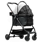 Cochecito para mascotas para perros y gatos pequeños, cochecito plegable con un solo clic con transportador desmontable y 3 correas de seguridad, soporta hasta 33 libras, cesta de