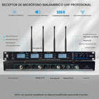 PRORECK UK-4000 UHF Sistema de micrófono inalámbrico de 4 canales con cuatro micrófonos