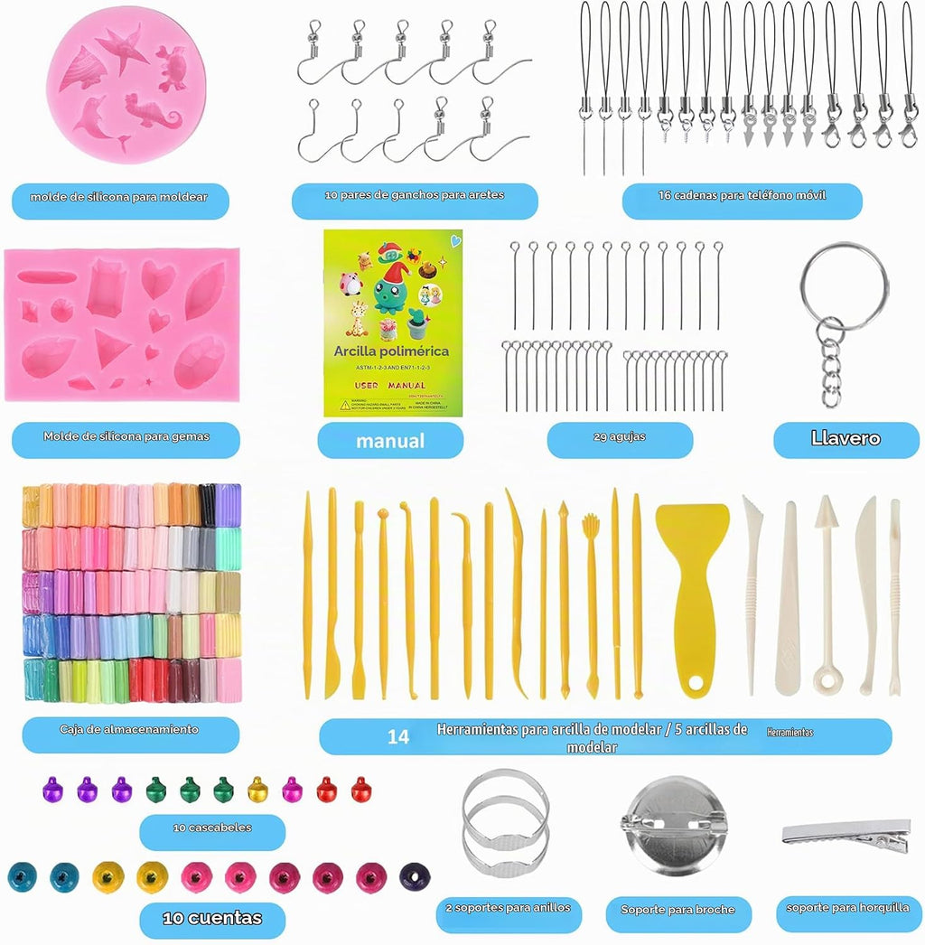 72 Colores de Arcilla Polimérica Kit, DIY Joyería Manualidades Regalos para Principiantes