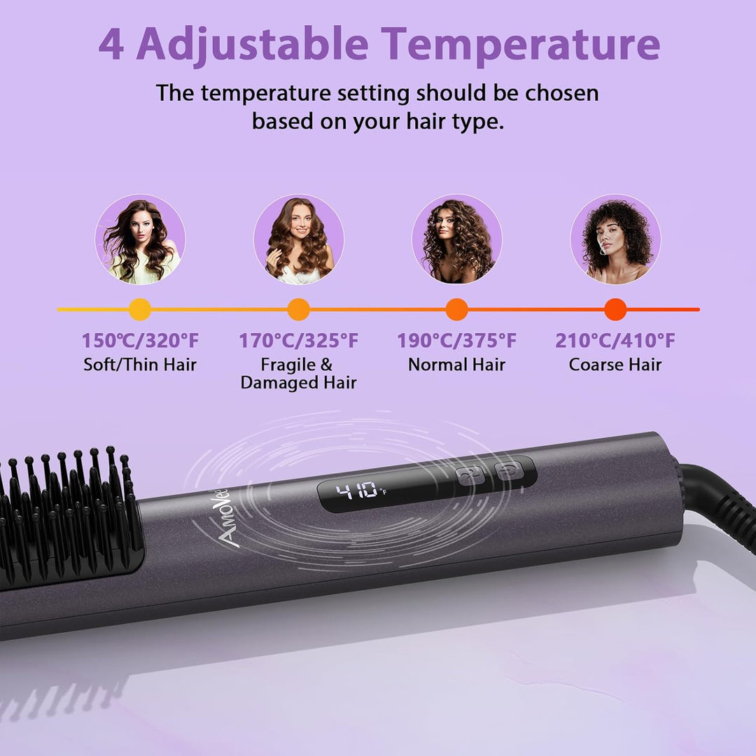 Cepillo alisador, cepillo alisador de cabello para mujeres con ione...