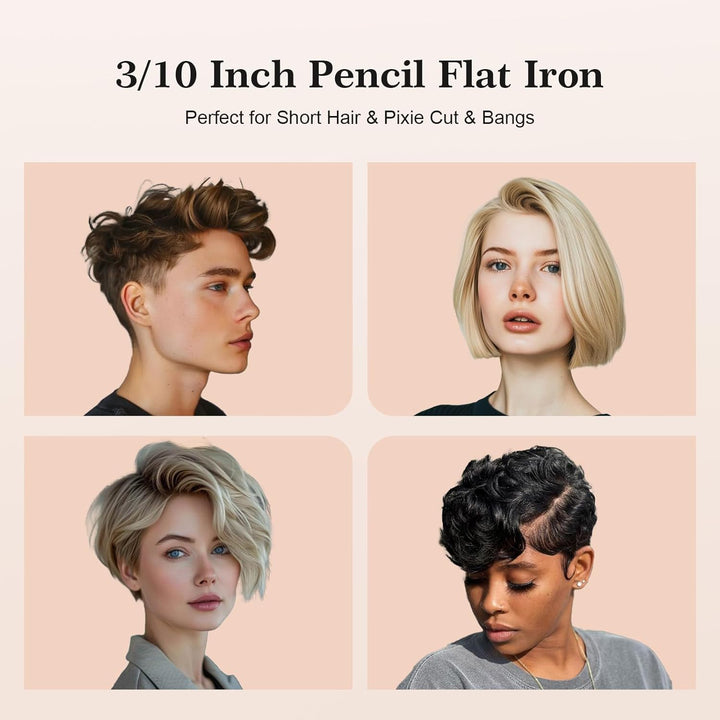 SAOSA Plancha plana de lápiz de 3\/10 pulgadas para cabello corto,...