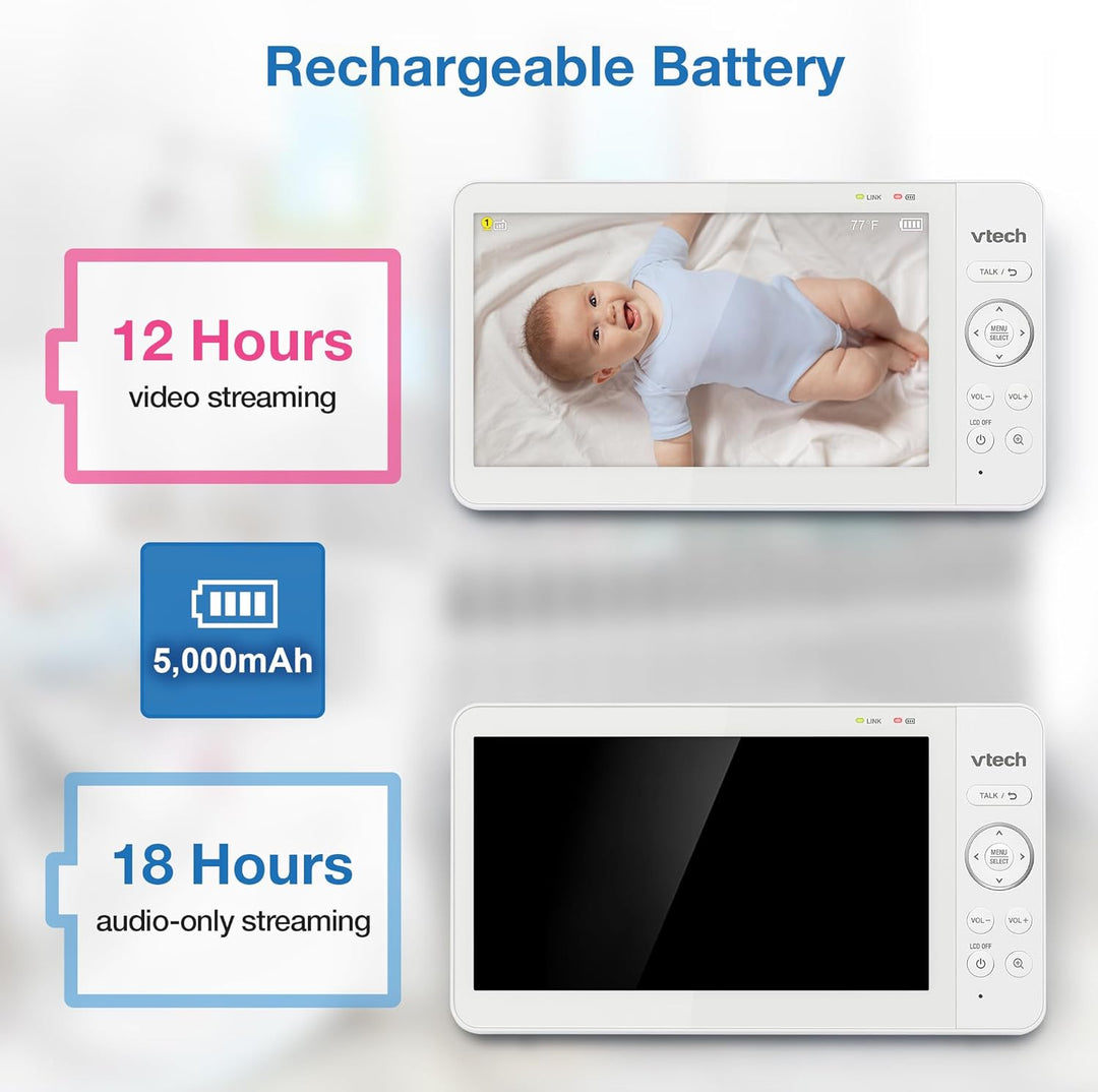VTech Monitor de video para bebés con pantalla LCD a color de 7"...