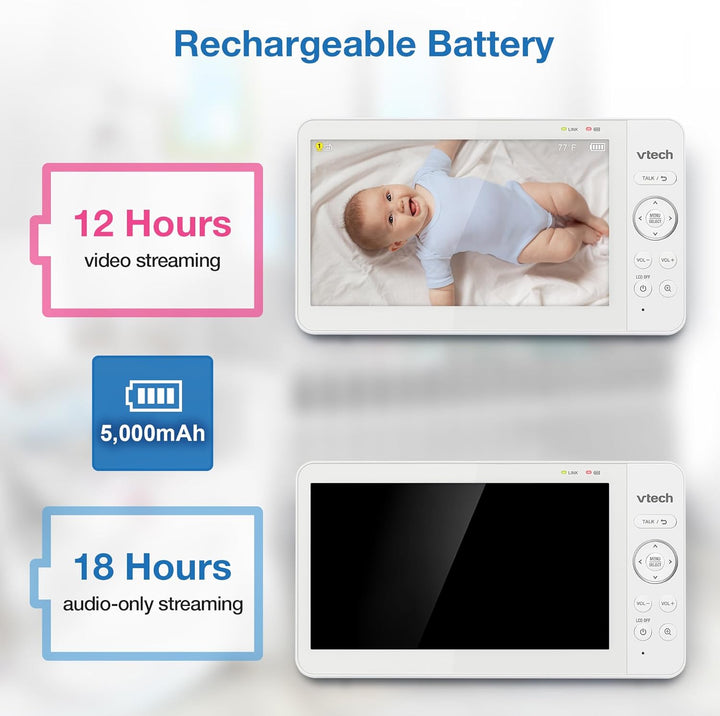 VTech Monitor de video para bebés con pantalla LCD a color de 7"...
