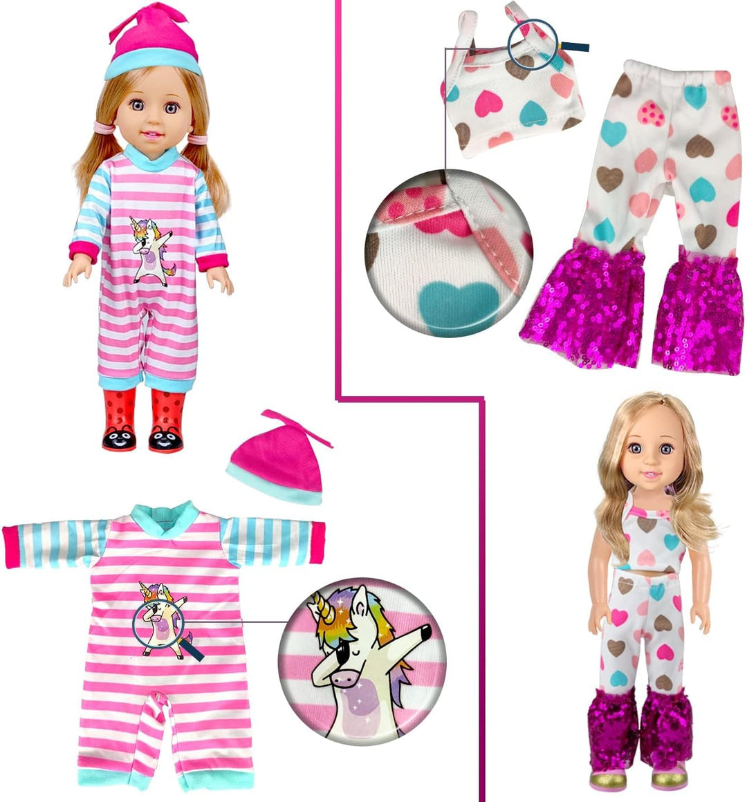 WONDOLL 10 juegos de ropa para muñecas americanas de 14 pulgadas, c...