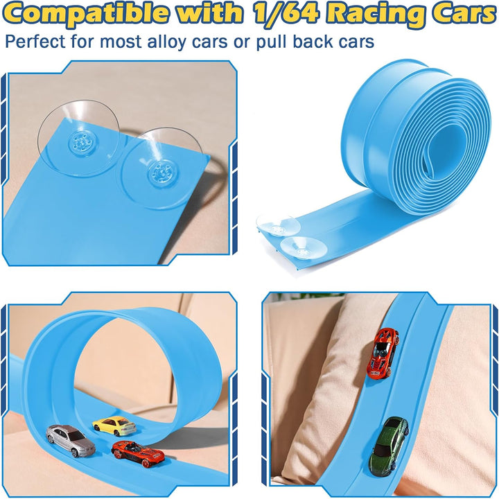 INKZOO Pista de carreras flexible para niños, pista de carreras fle...