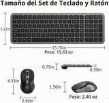 SHUNJINRUN Ratón inalámbrico silencioso compacto ultrafino ComboIro...