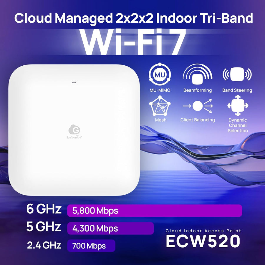 EnGenius Punto de acceso interior ECW520 Wi-Fi 7 Tri-Band - Velocid...