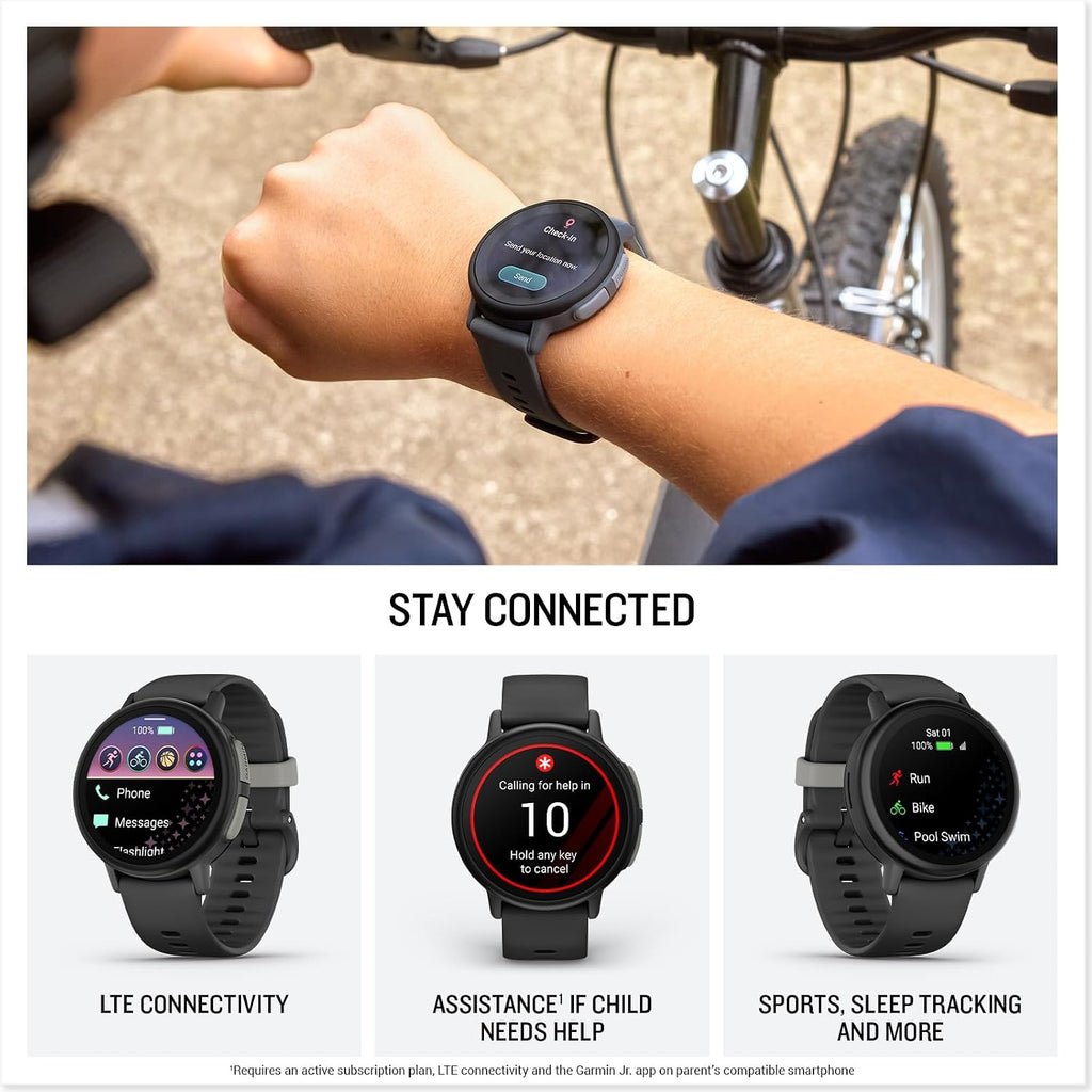 Garmin Bounce™ 2, Reloj inteligente para niños con funciones de llamada, mensajería y seguimiento de ubicación, color gris pizarra