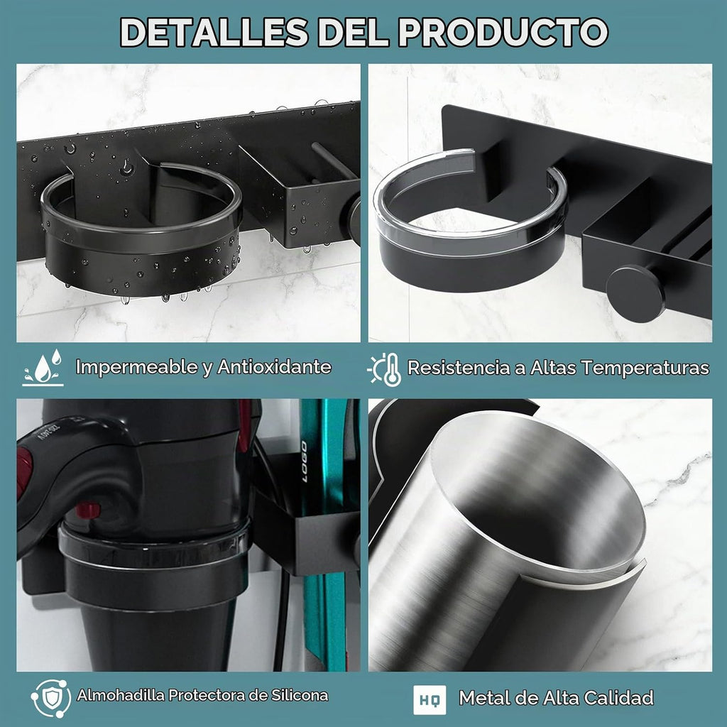 Soporte para secador de pelo montado en la pared, soporte para secadora con