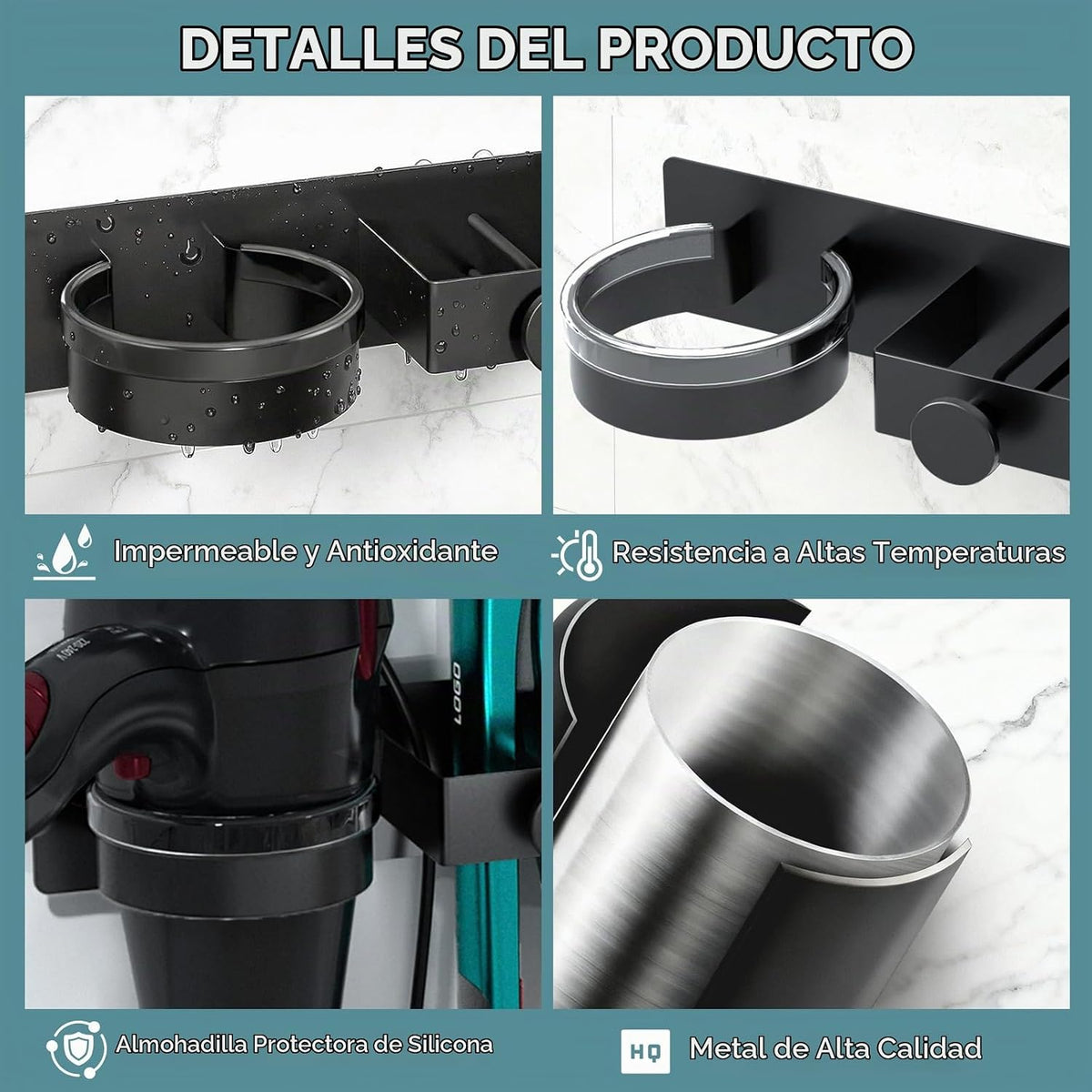 Soporte para secador de pelo montado en la pared, soporte para secadora con