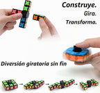 TOSY Magnet Fidget Spinner Mini - 8 Bloques, Juguete 3 en 1: Spinner transformable, Cubo Infinito, Cubo Rompecabezas 2x2, Alivio de Estrés, Bloques Magnéticos STEM Regalo de Cumpleaños para Niños/Varones/Mujeres/Adultos, Paquete de 4