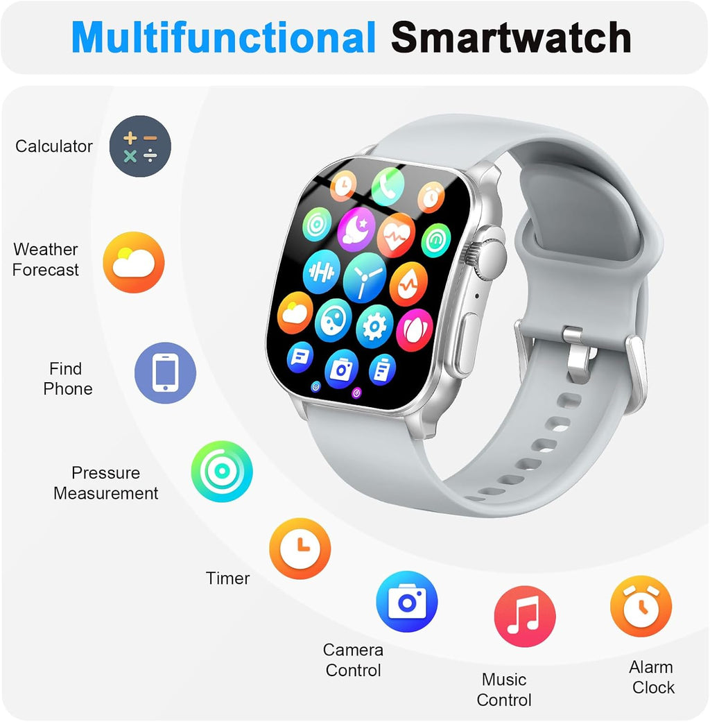 Poounur Reloj inteligente, AMOLED 2026 con pantalla táctil completa HD curvada, compatible con iOS y Android para entrenamiento diario, regalo de negocios