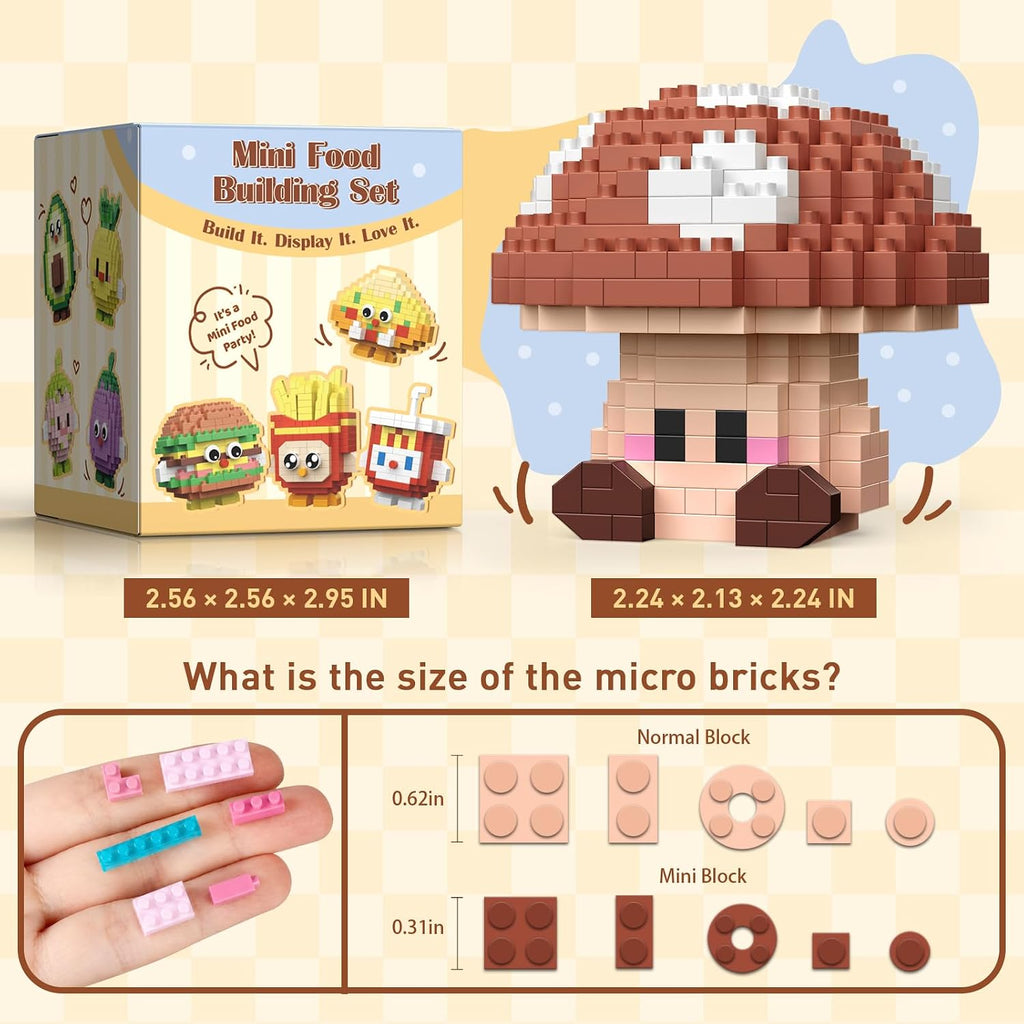 HIGH GODO Paquete de 12 juegos de construcción de recuerdos de fiesta de alimentos, mini juegos de bloques de construcción de alimentos, bolsas de regalo, estilo caja ciega para aula, juguetes de premios pequeños, regalos para adultos y adolescentes a
