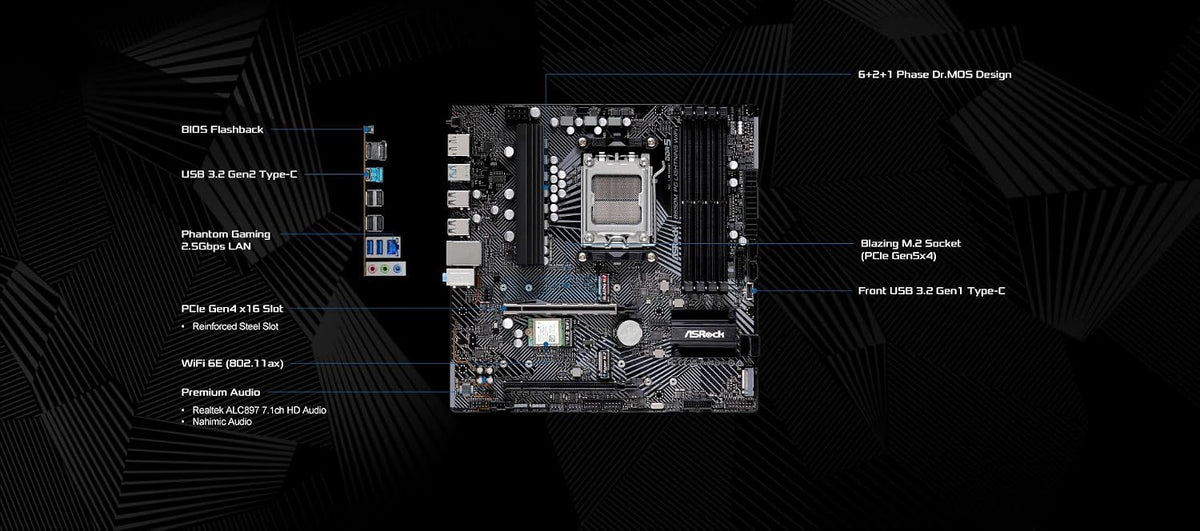 ASRock B650M PG Lightning WiFi 6E AMD Ryzen Serie 9000\/8000\/7000...