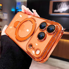Funda magnética para iPhone 17 Pro Max transparente con soporte, protección completa de la cámara [compatible con Magsafe], funda para iPhone 17 Pro Max de 6.9 pulgadas, naranja
