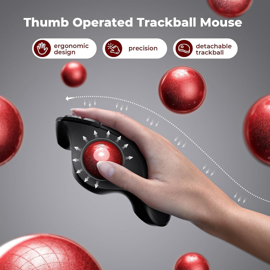 seenda Ratón de Trackball inalámbrico, mouse ergonómico Bluetooth R...