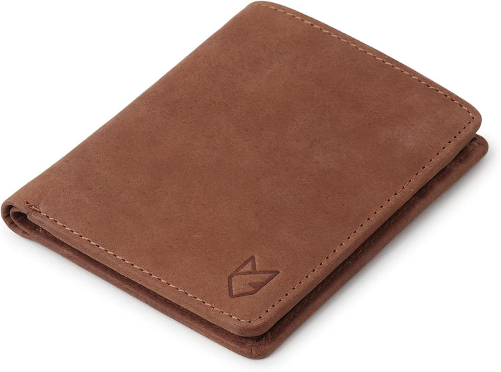 Cartera delgada de cuero plegable para hombre con bolsillo secreto...